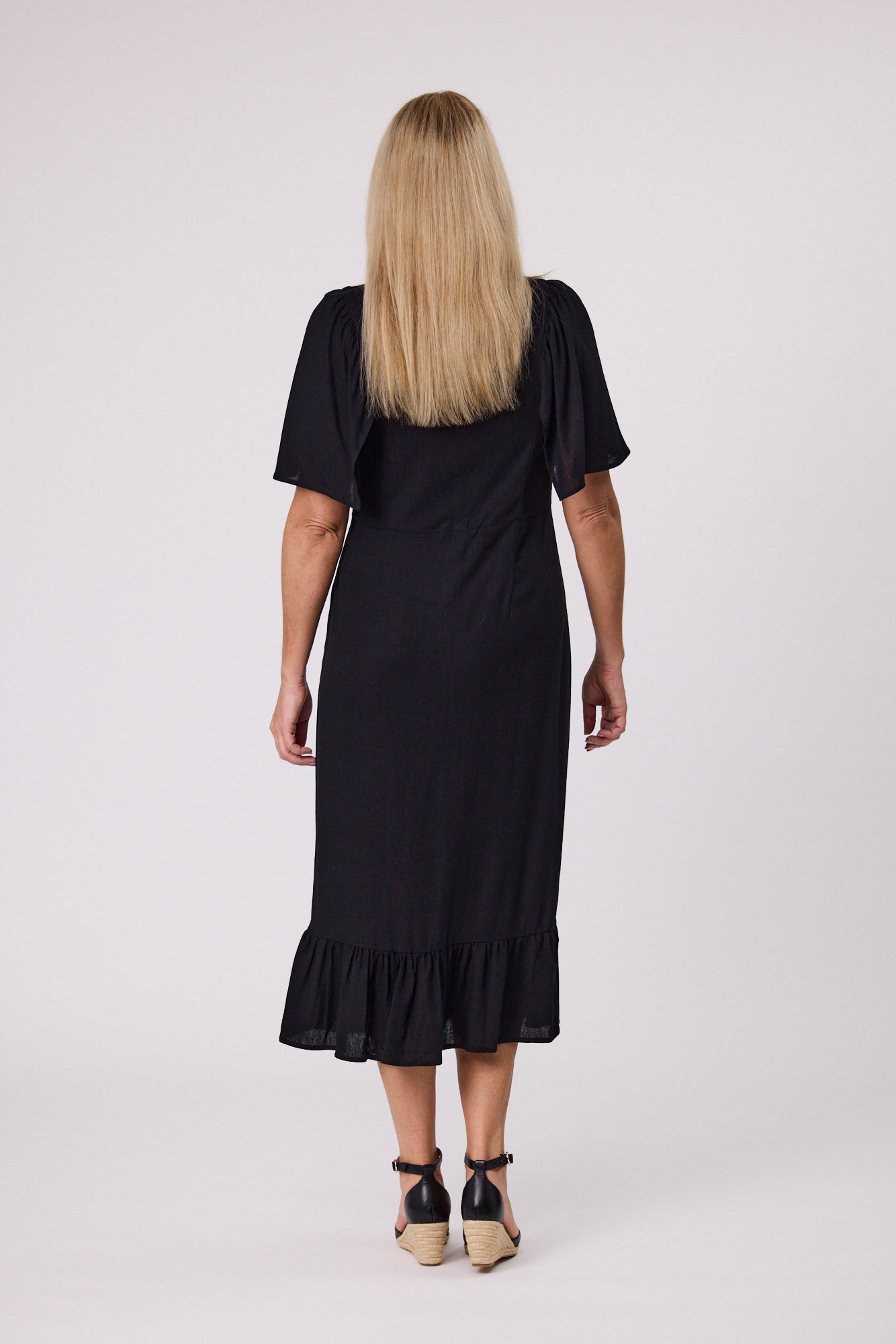 Democracy - Lucy Linen Blend Dress (Black)- D7031 $99 Xmas Special