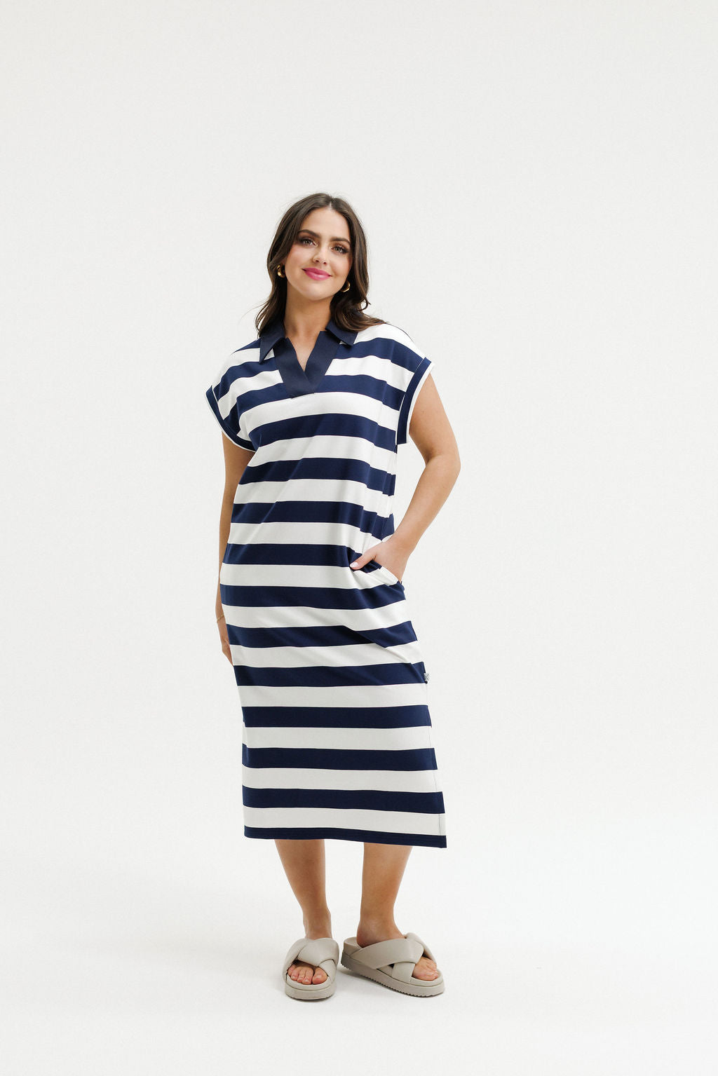 Della Dress - Navy Stripes (Due Sept)