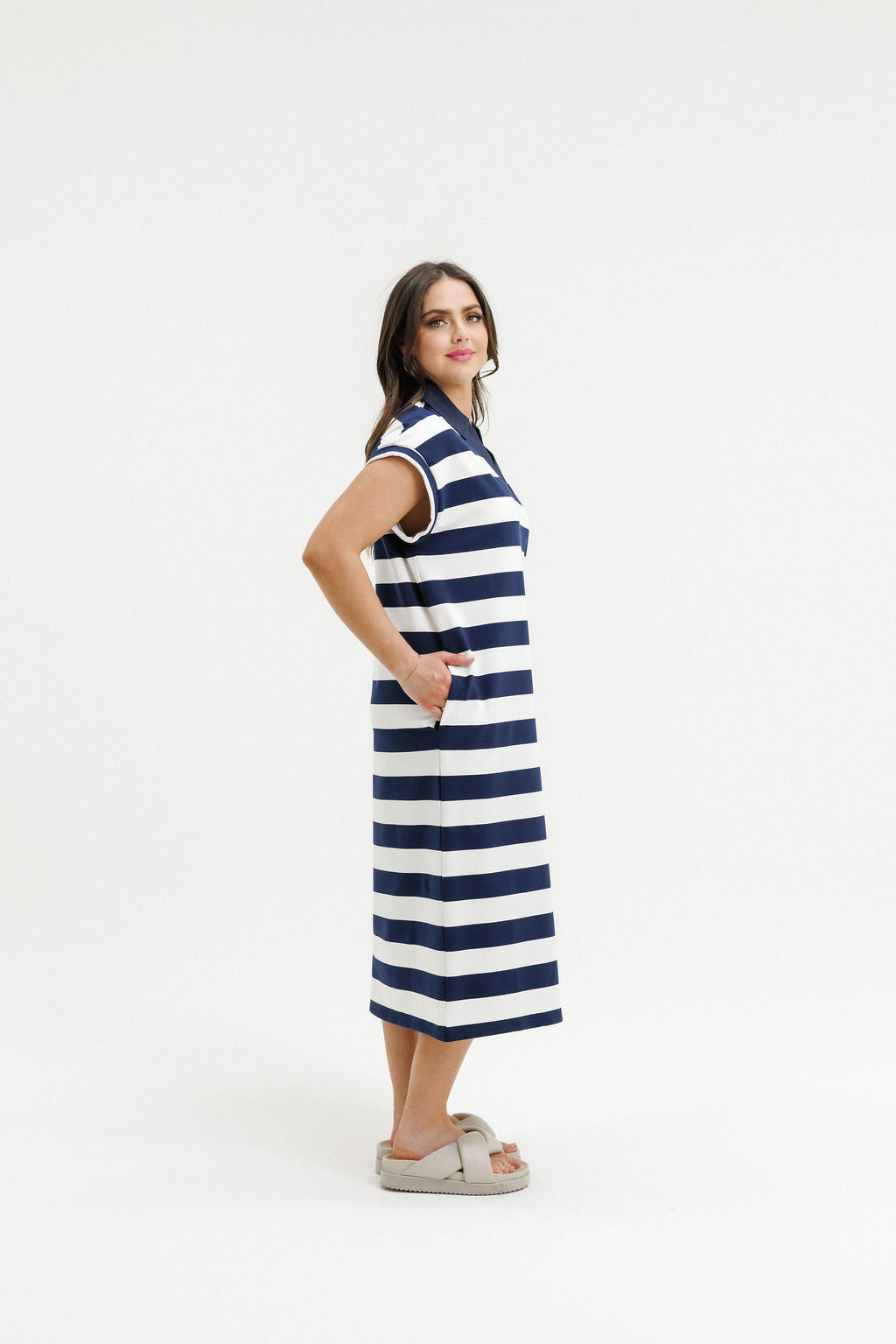 Della Dress - Navy Stripes (Due Sept)