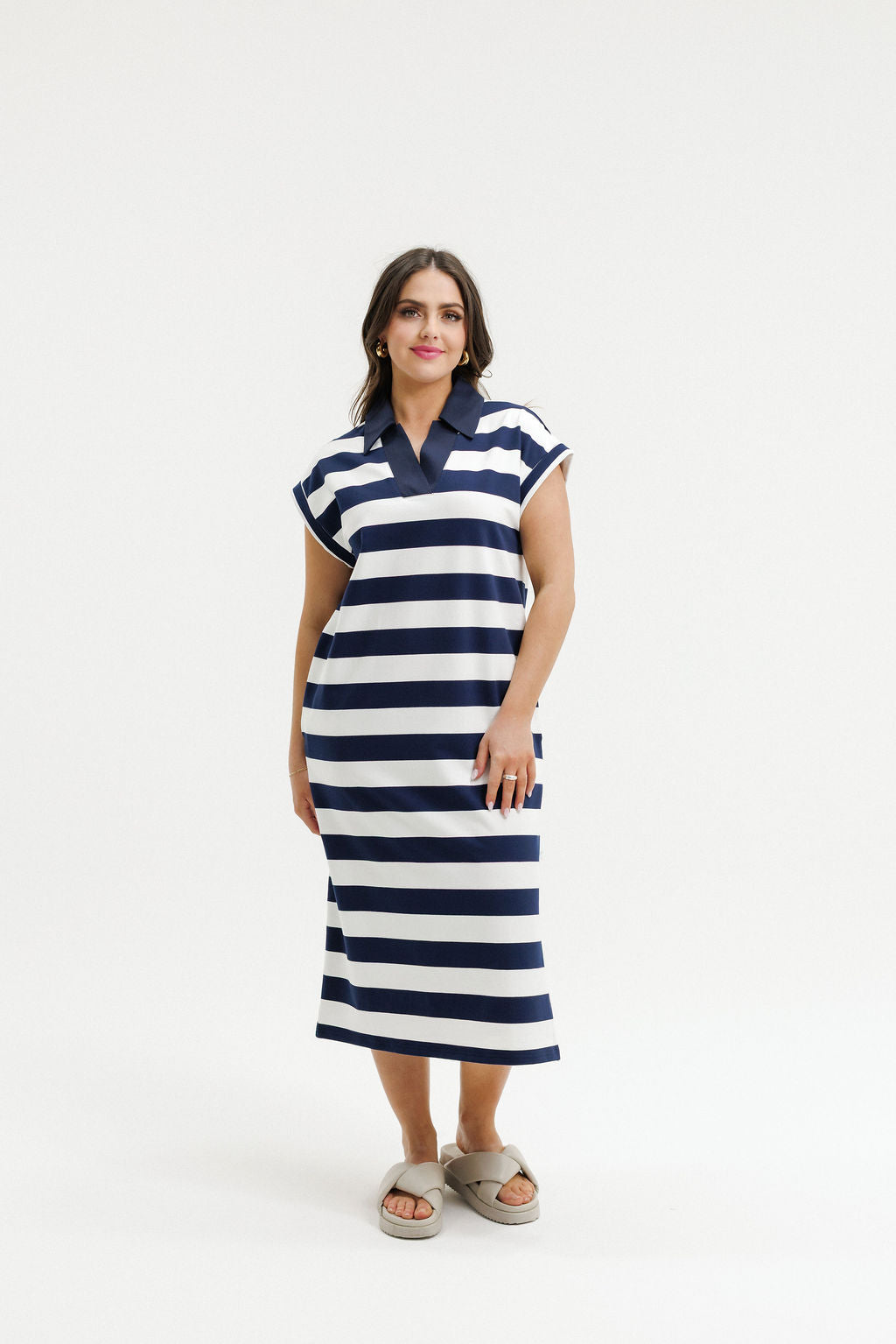 Della Dress - Navy Stripes (Due Sept)