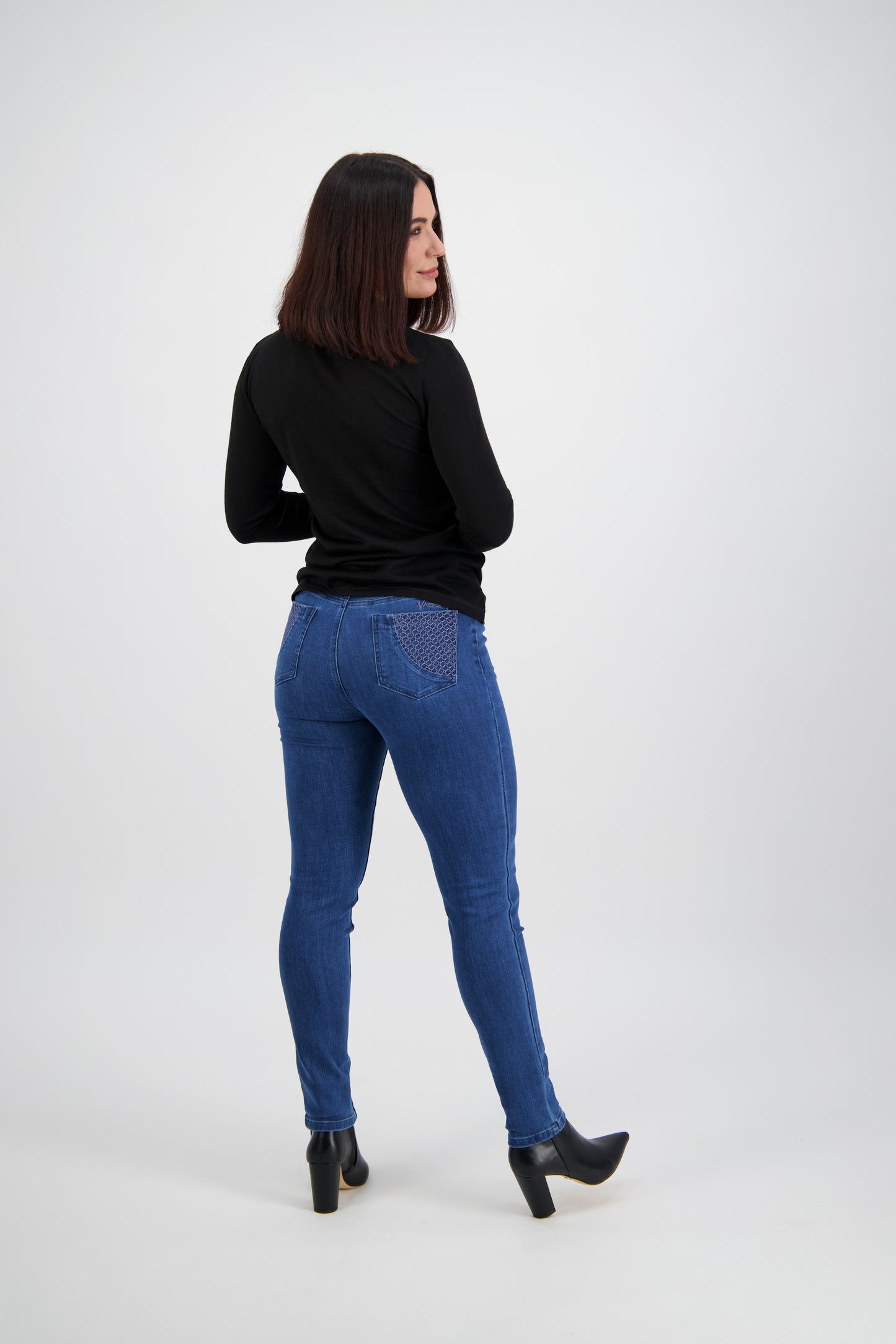 Vassalli - Denim - Style 5535 Basket Weave Pocket Jeans - 3 Colourways