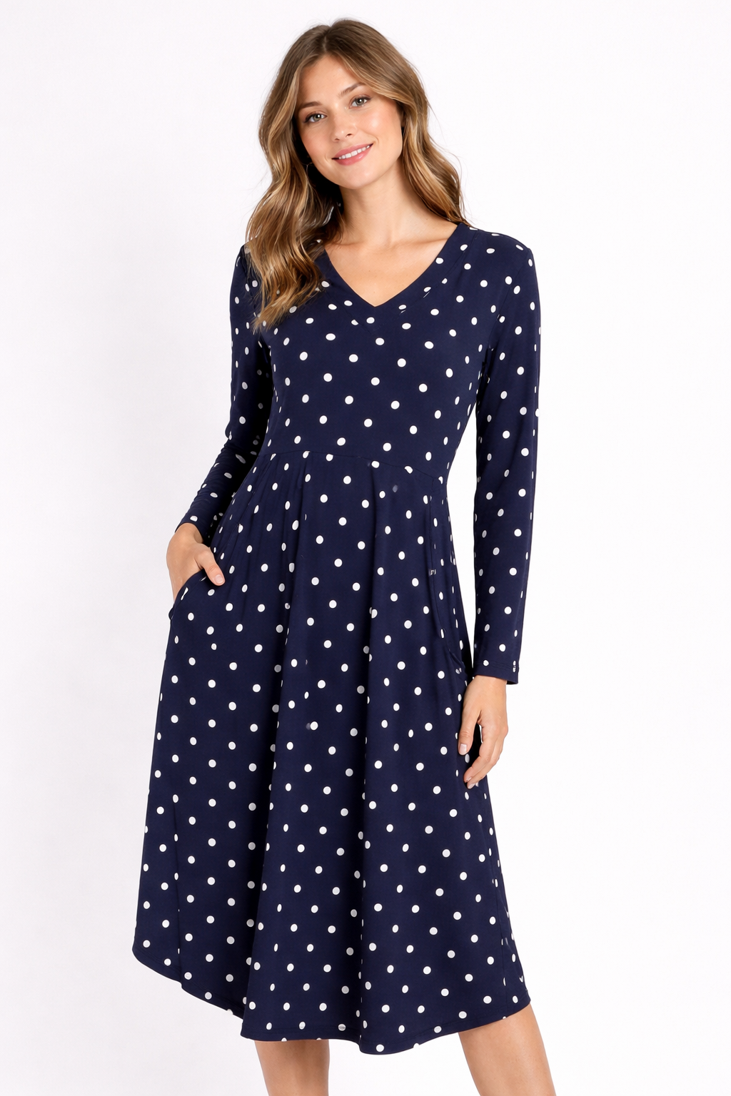 Carly Dress Navy Spot