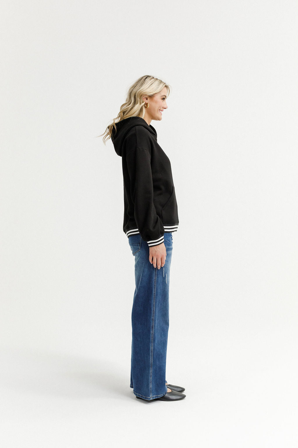 Elliot Hoodie - Black with Silver X & Stripe Cuffs