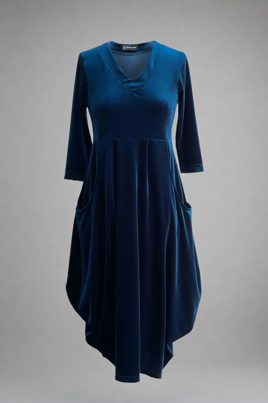 Bittermoon - Velvet Carly Dress - Teal 3/4 Sleeve