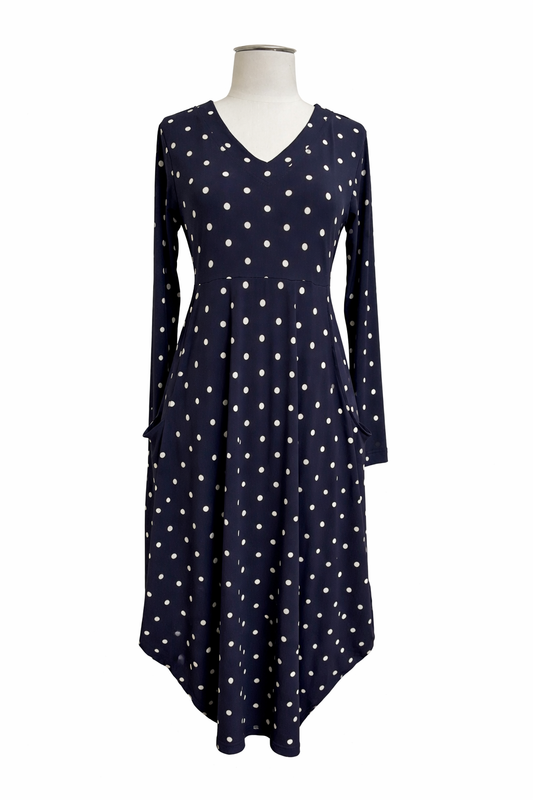 Carly Dress Navy Spot