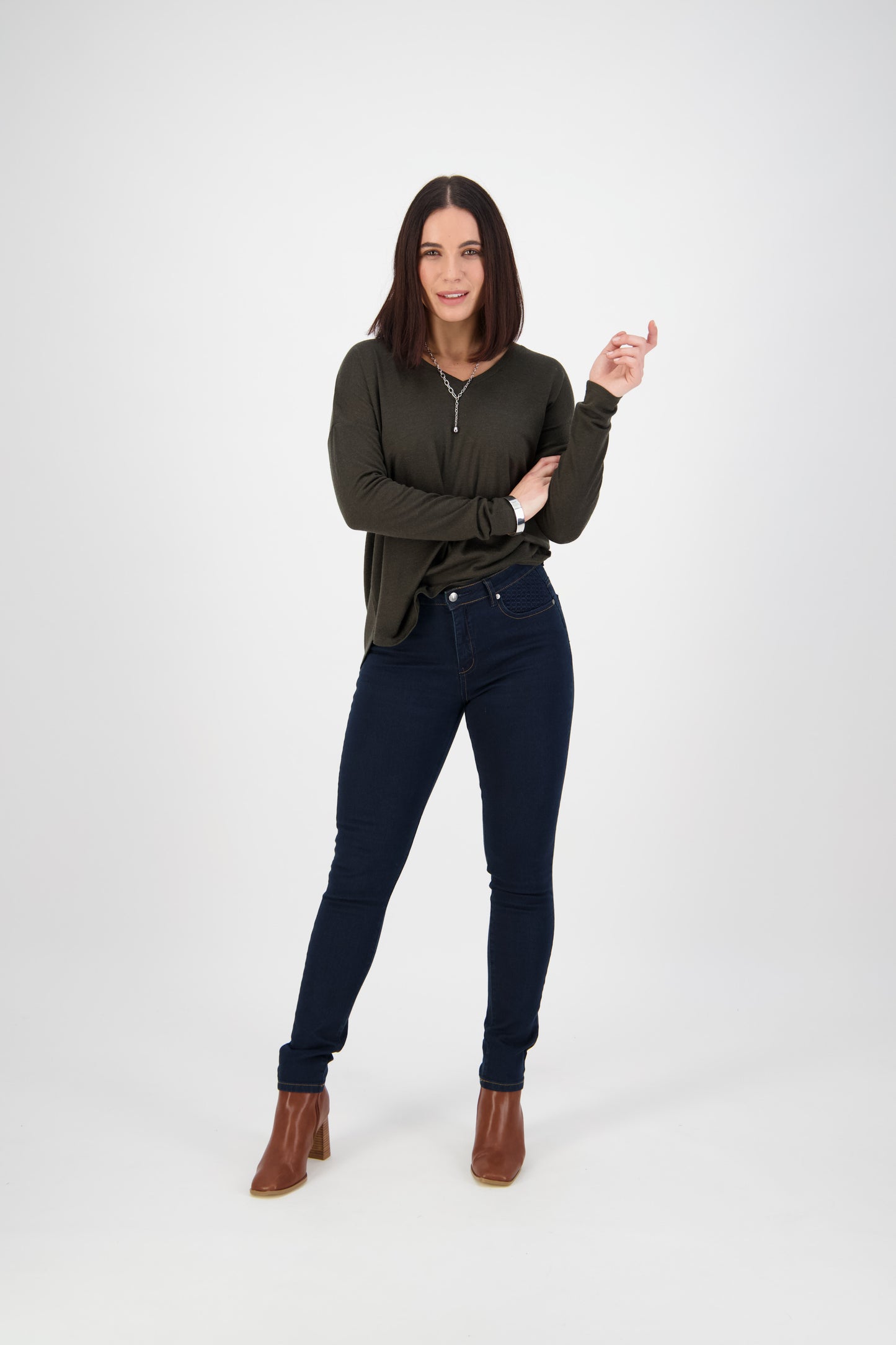 Vassalli - Denim - Style 5535 Basket Weave Pocket Jeans - 3 Colourways