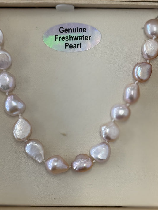 Light Purple Colour  Irregular Freshwater Pearl Necklace - PL0343