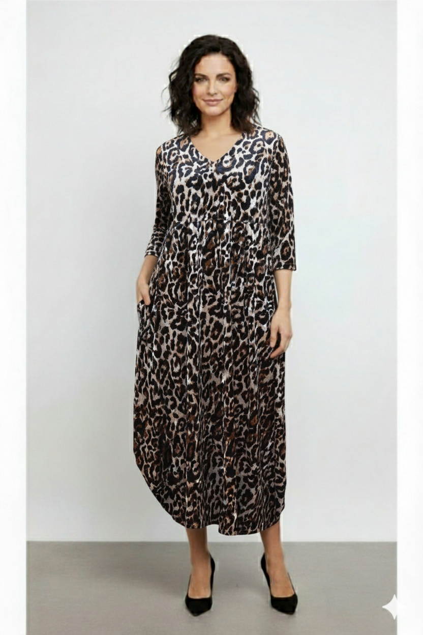Velvet Carly Dress Leopard Print - 50% Off