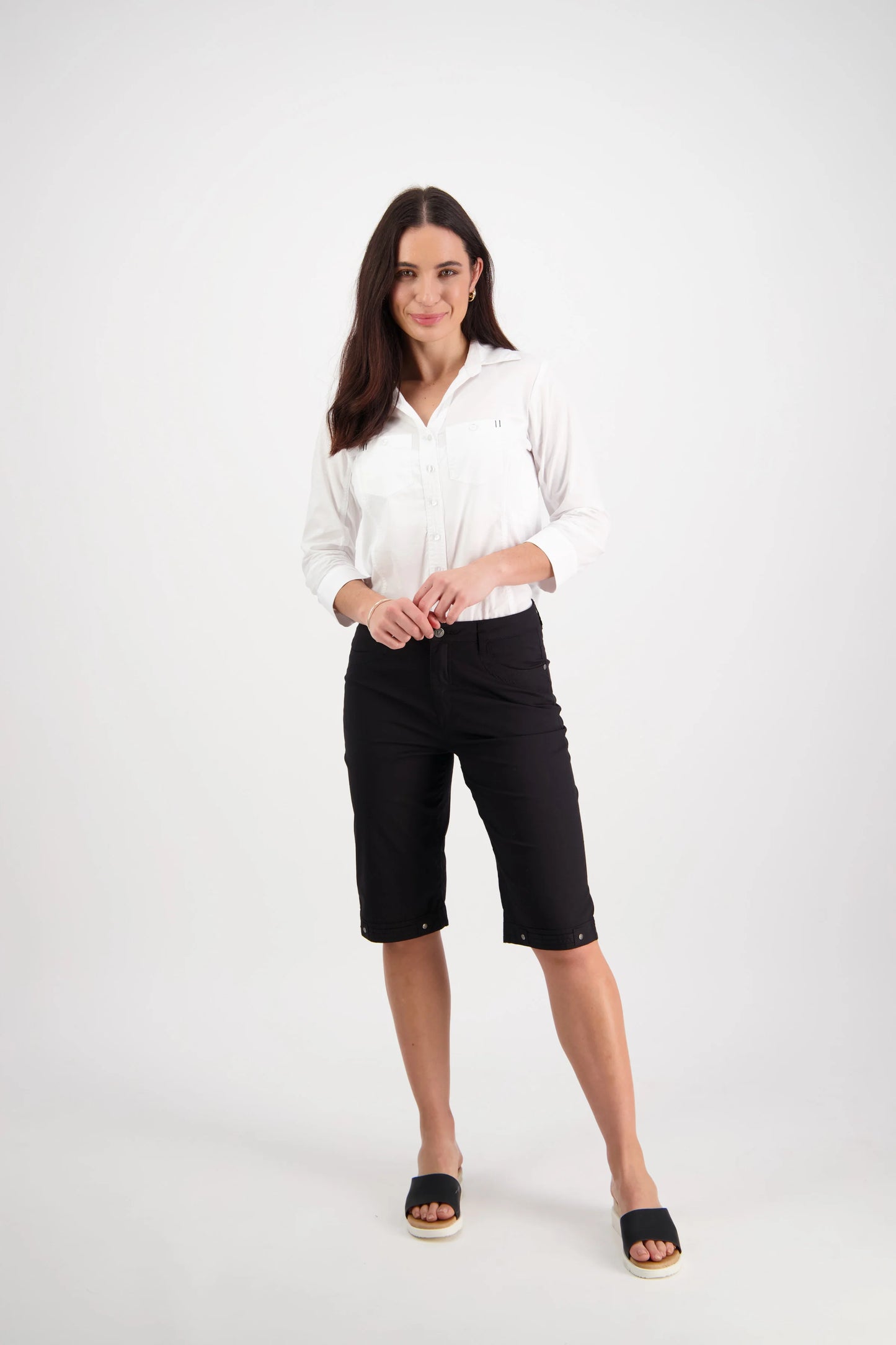 Vassalli - Poplin Cotton Knee Length Short - H1001P - Black (50% OFF 1x SIZE 8 LEFT)