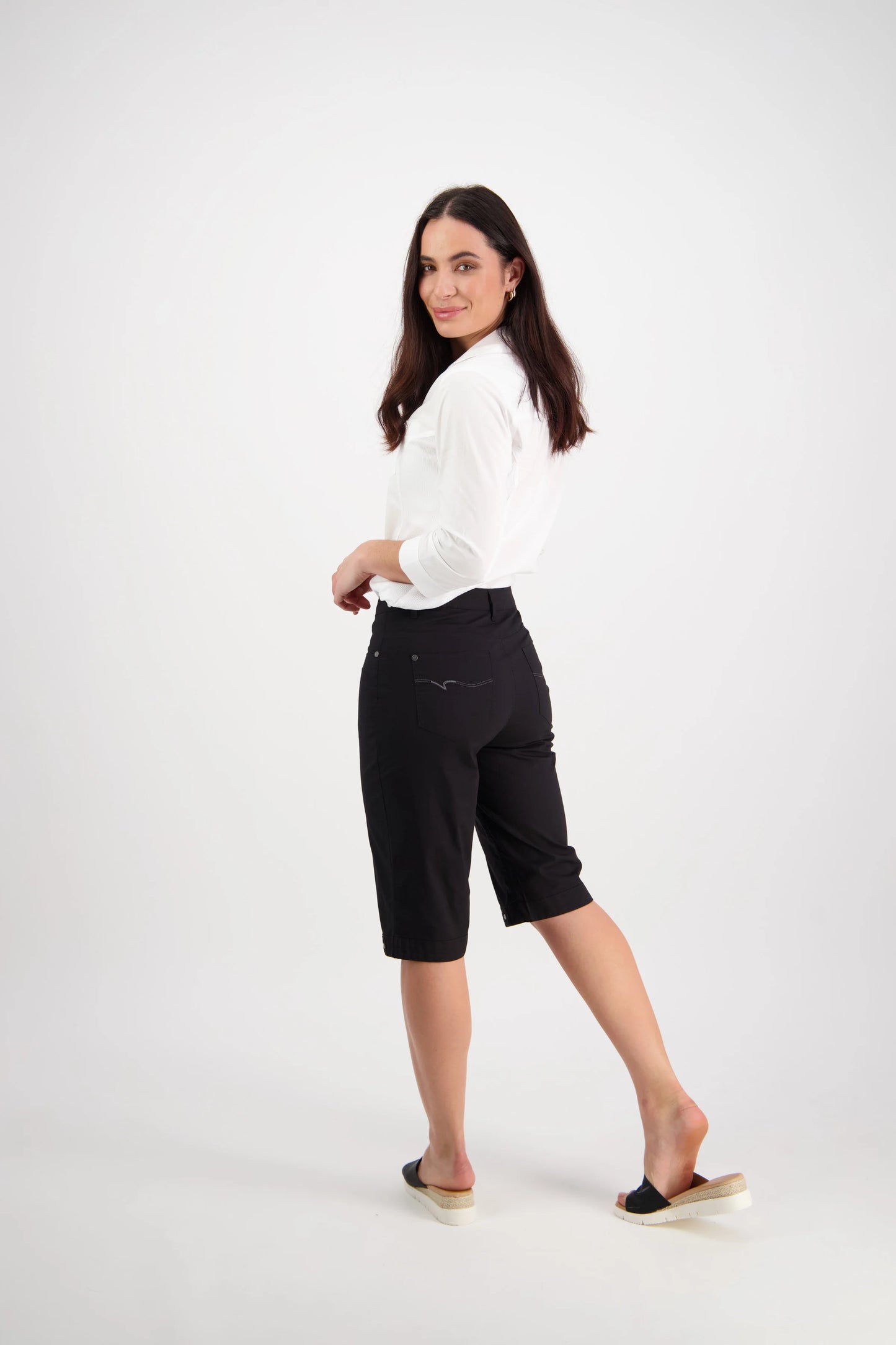 Vassalli - Poplin Cotton Knee Length Short - H1001P - Black (50% OFF 1x SIZE 8 LEFT)