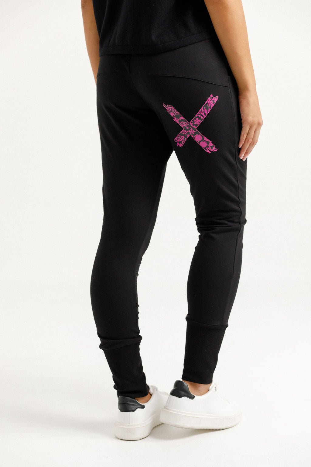 Apartment Pants - Black with Orchid Damask (Winter weight)