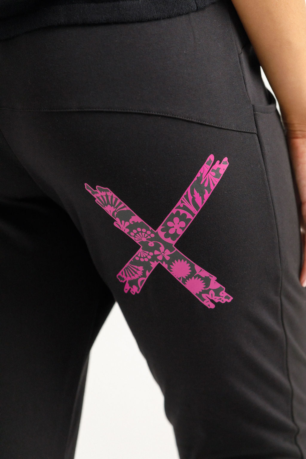 Apartment Pants - Black with Orchid Damask (Winter weight)