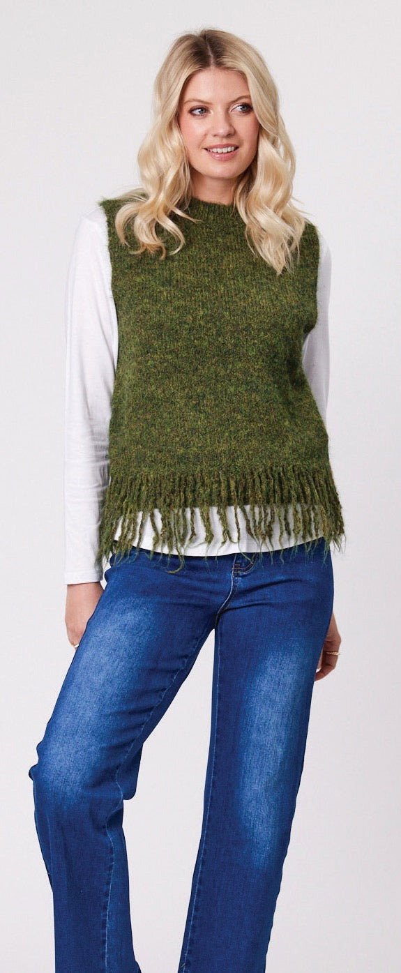 Lemon Tree - Amy Knit Vest -LTD160 - Khaki - Due March