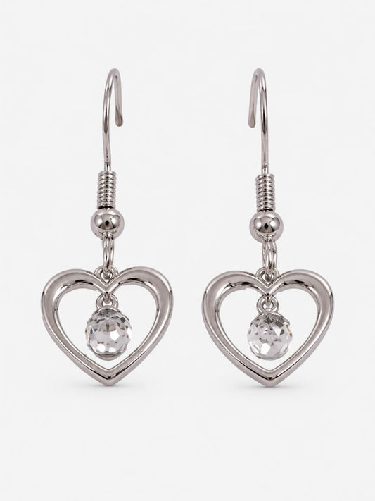 Swarovski Heart Rhodium Earrings - SW0059