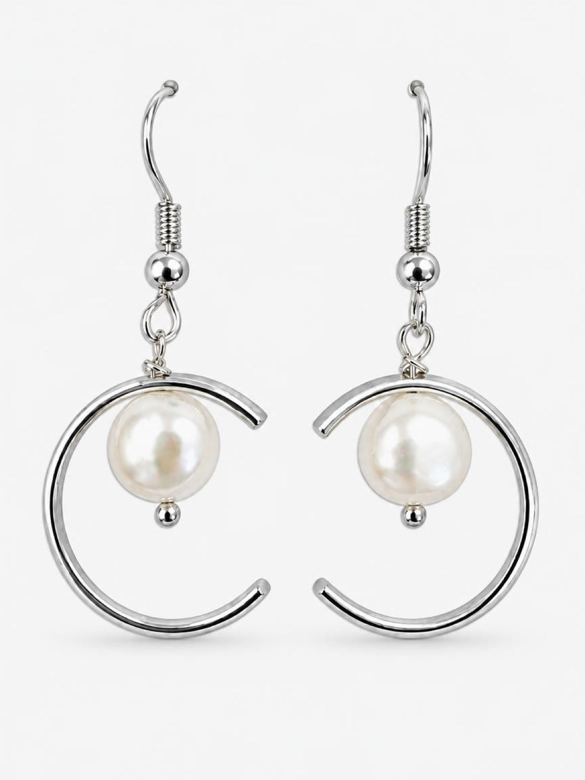 Pearl Rhodium Plated Copper Earrings - MSE1050