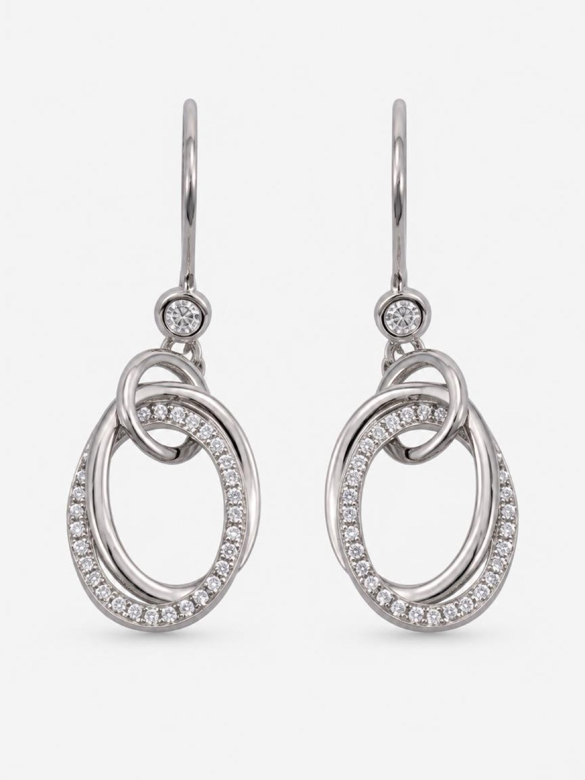 Double-ring Zircon Sterling Silver Studs - SS0352