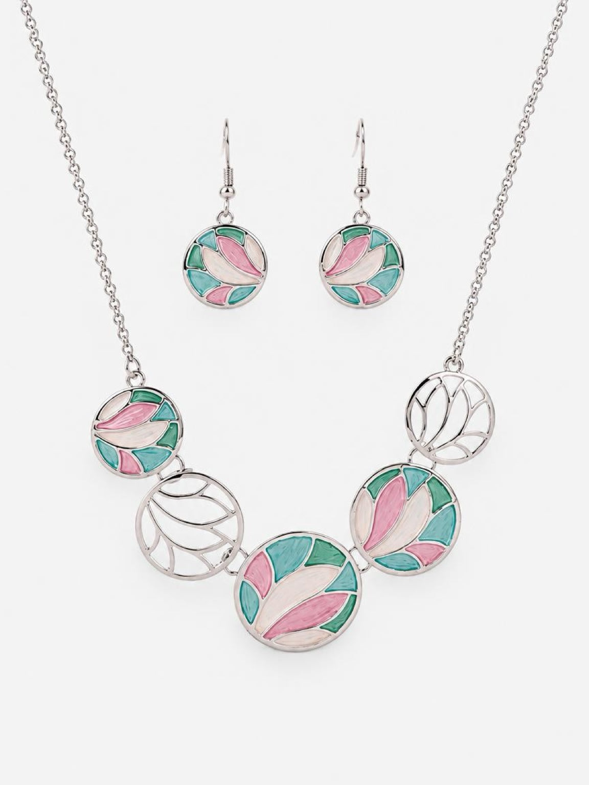 Pink/Green Flower Necklace Set NC3644