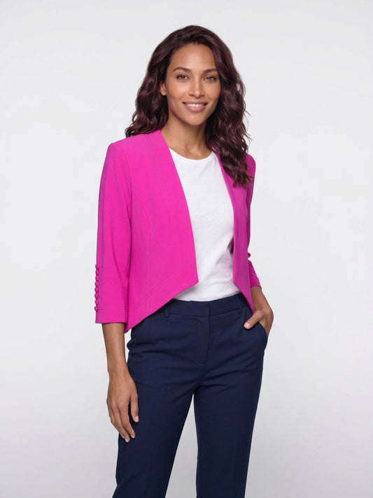 Silky Knit Tuxedo Jacket - Ultra Pink