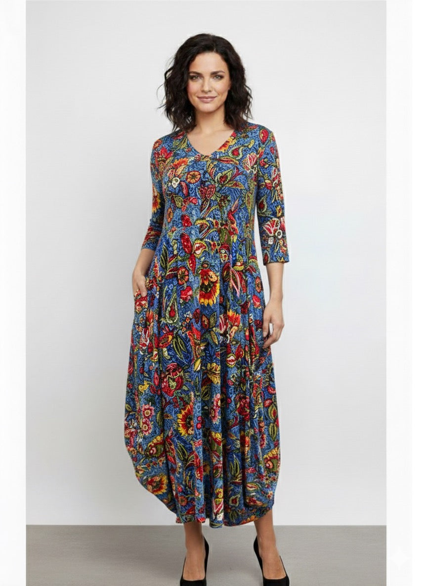 Carly Dress Blue Paisley - 50% Off