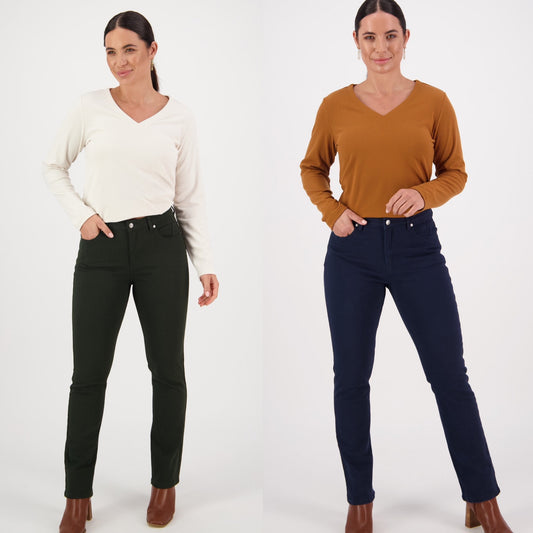 Vassalli - 5004K Slim Leg Knit Jean Carbon or Forest - INSTORE