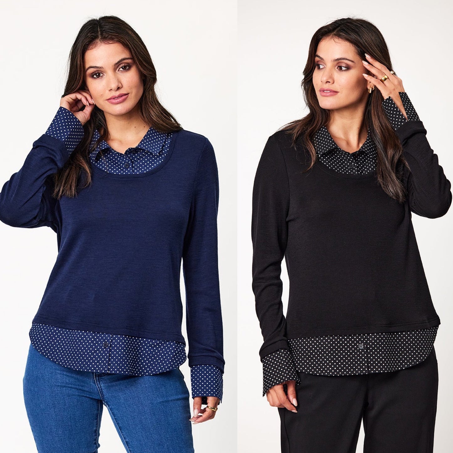 Newport - Amity Splice Merino 2in1 Top - NP26895 - Ink or Black Spot - 70% Off only XXL left