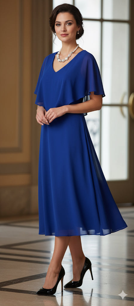 Chiffon Overlay Dress Royal Sapphire