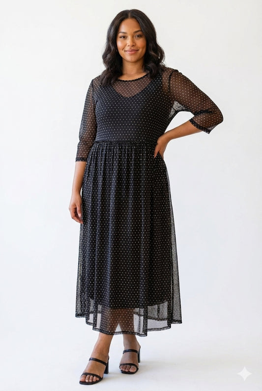 Sarai Dress Polka Dot Black/White - 50% Off