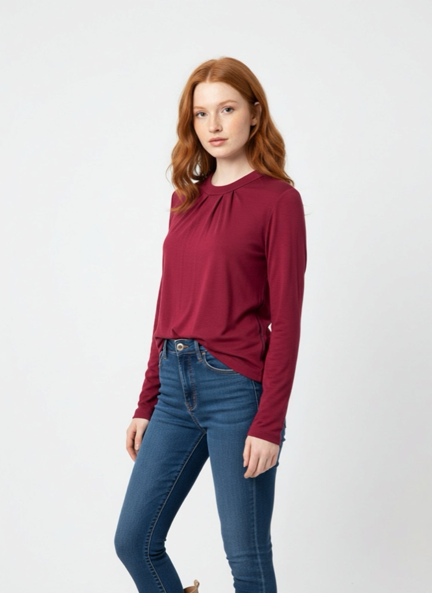 Lilia Merino Top - Bordeaux
