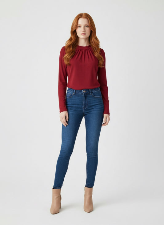 Lilia Merino Top - Bordeaux