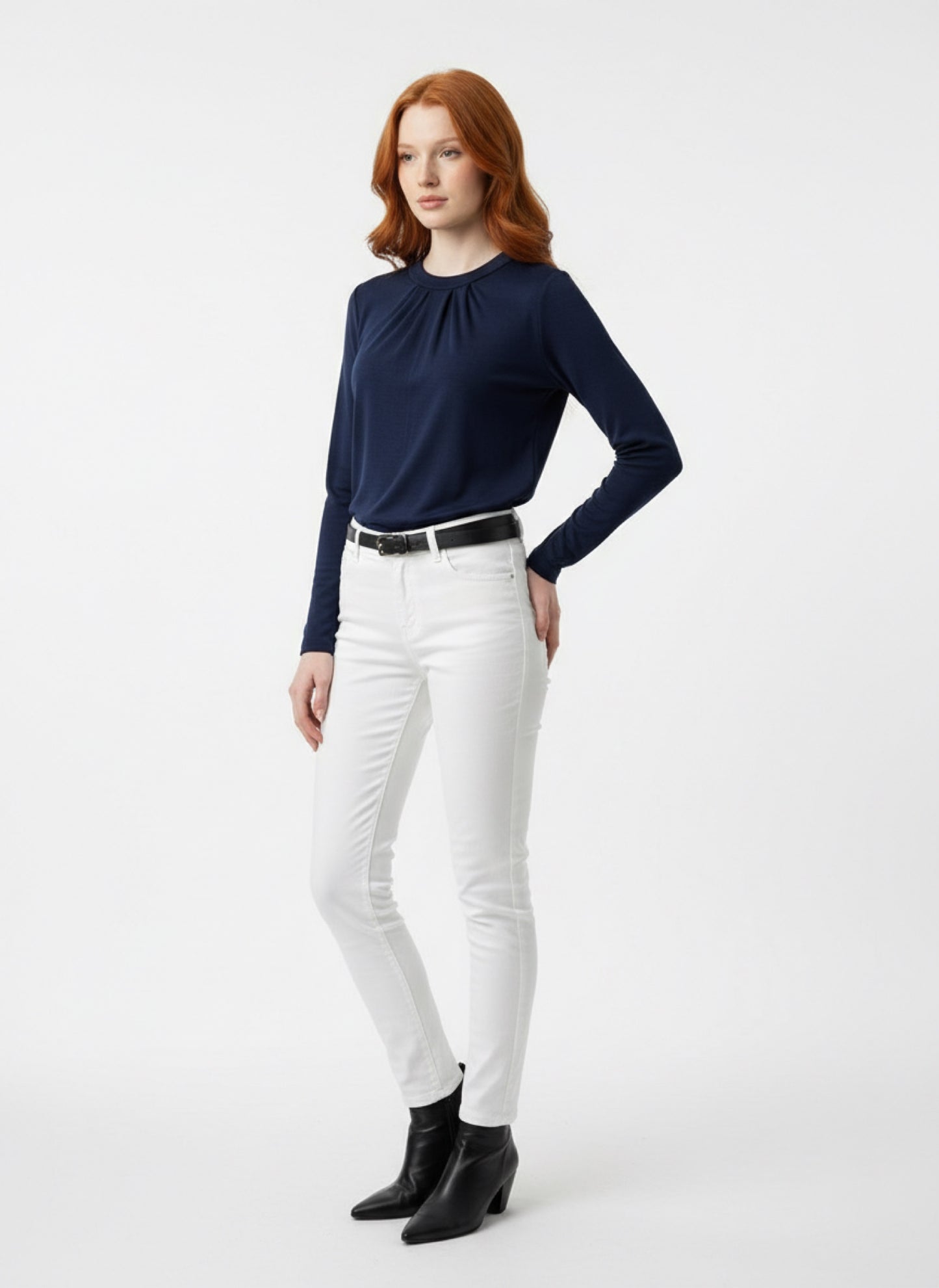 Lilia Merino Top - Navy