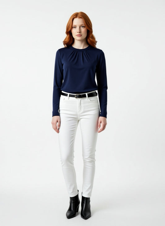 Lilia Merino Top - Navy