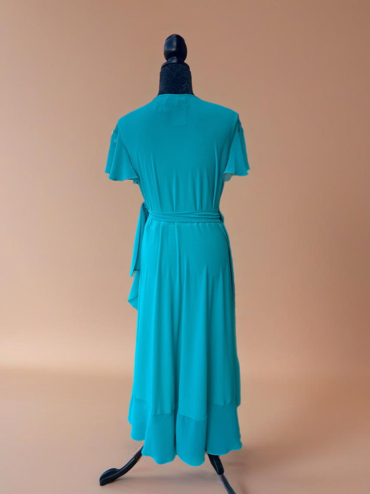 Joseph Ribkoff - Silky Knit and Chiffon Flowy Wrap Dress - 242730 - Ocean Blue