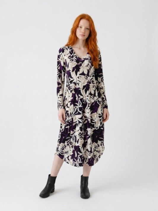 Carly Dress Purple/Cream Floral