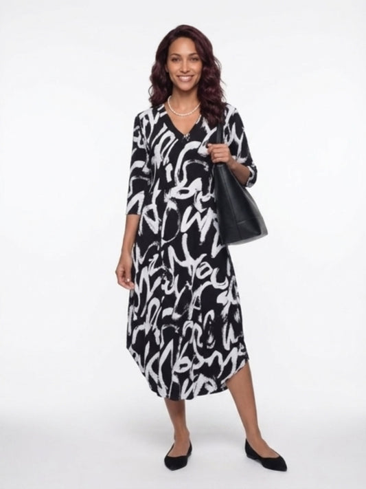 Carly Dress Black/White Pattern