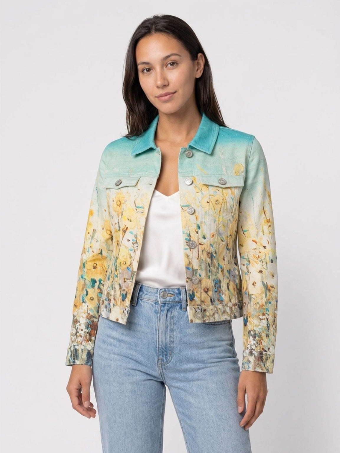 Knit Jacket - Shoreline Flowers