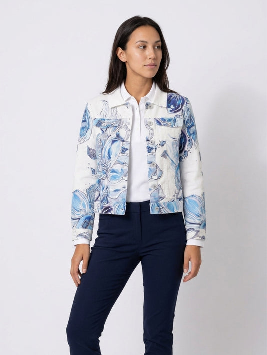Woven Jacket Linen - Blue Flower