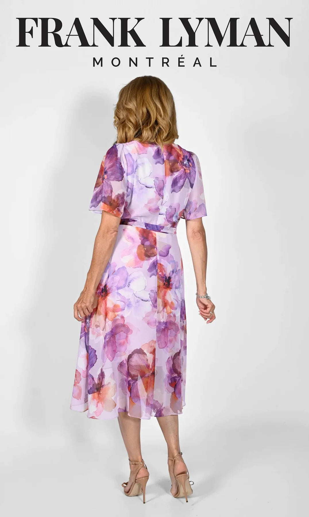 Frank Lyman - Floral Faux Wrap Dress - 232155 - Lilac/Red