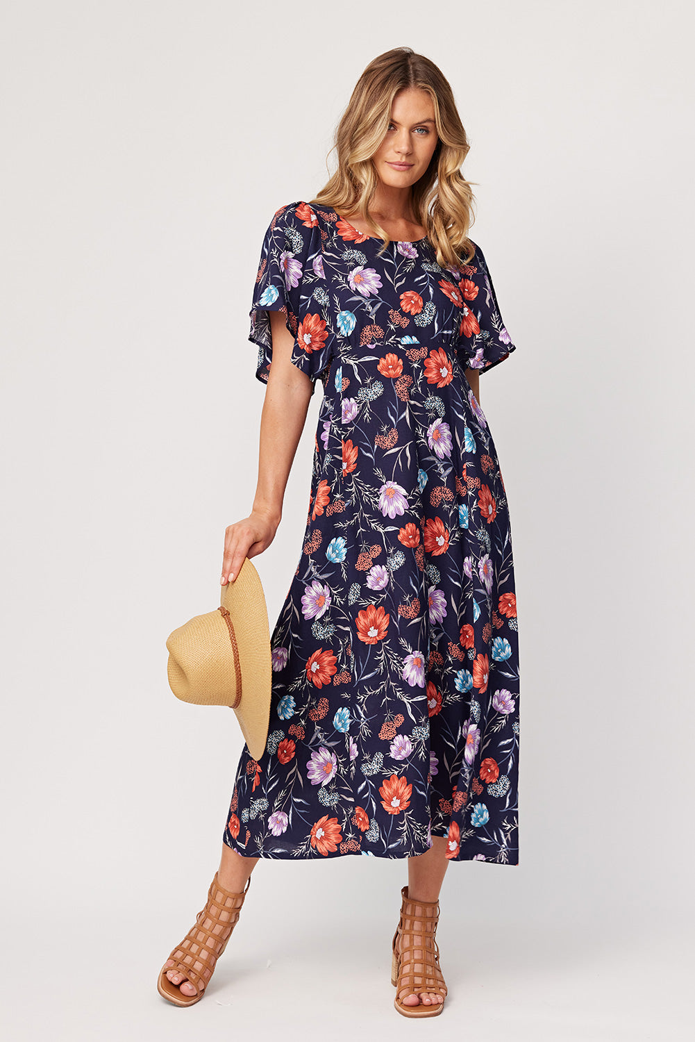 Lemon Tree - Mavis Dress - LT740 - Navy Floral - 50% Off 1x size 20 left