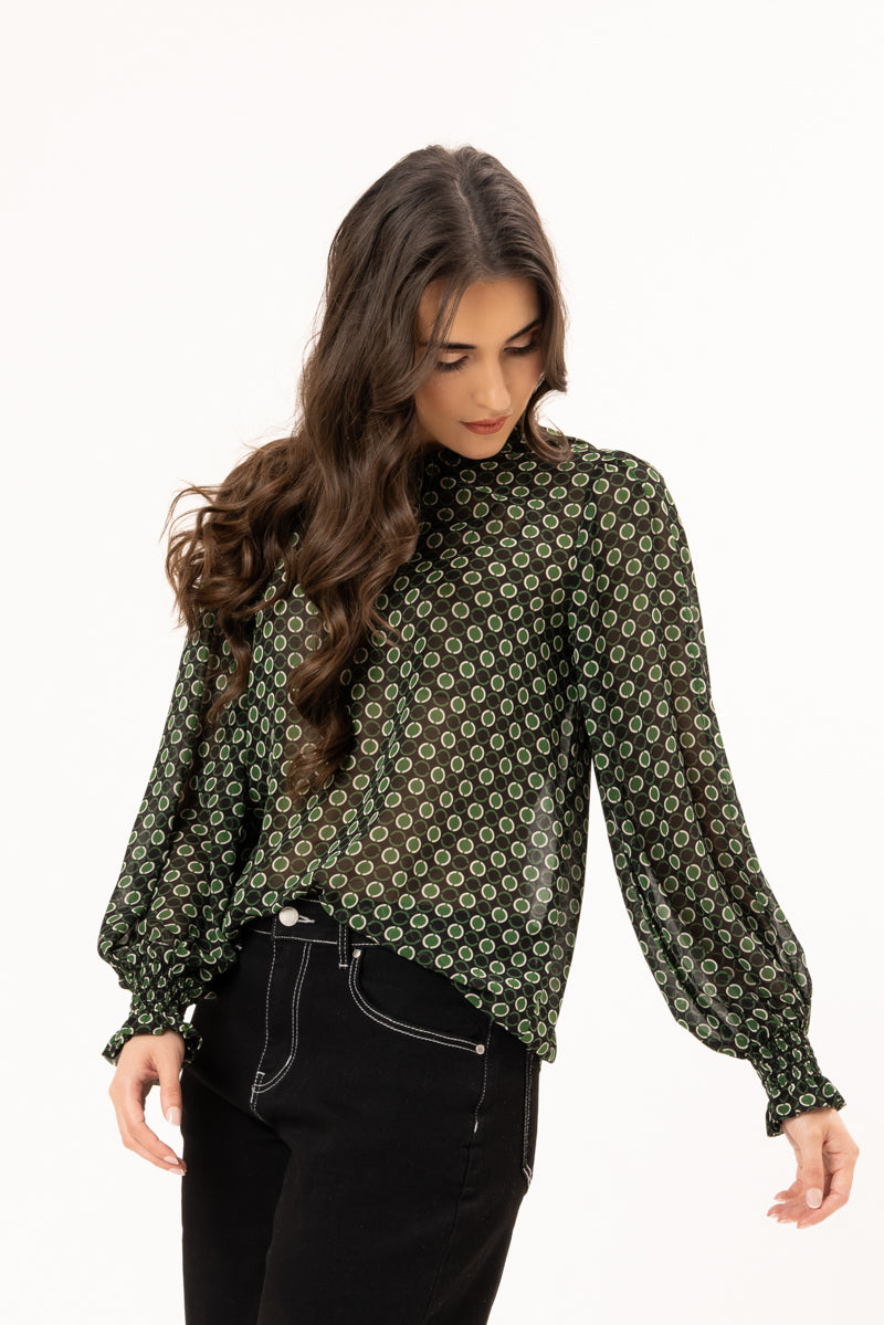 Movement Blouse - Forest Geo
