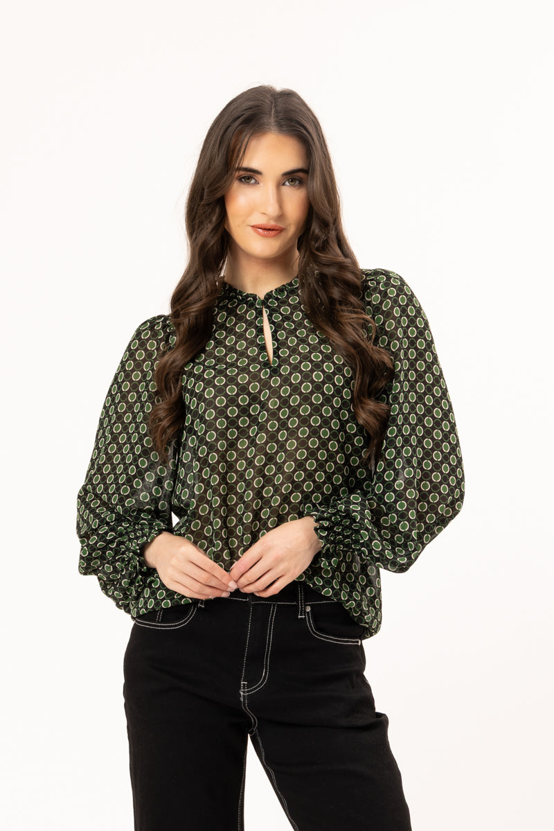 Movement Blouse - Forest Geo