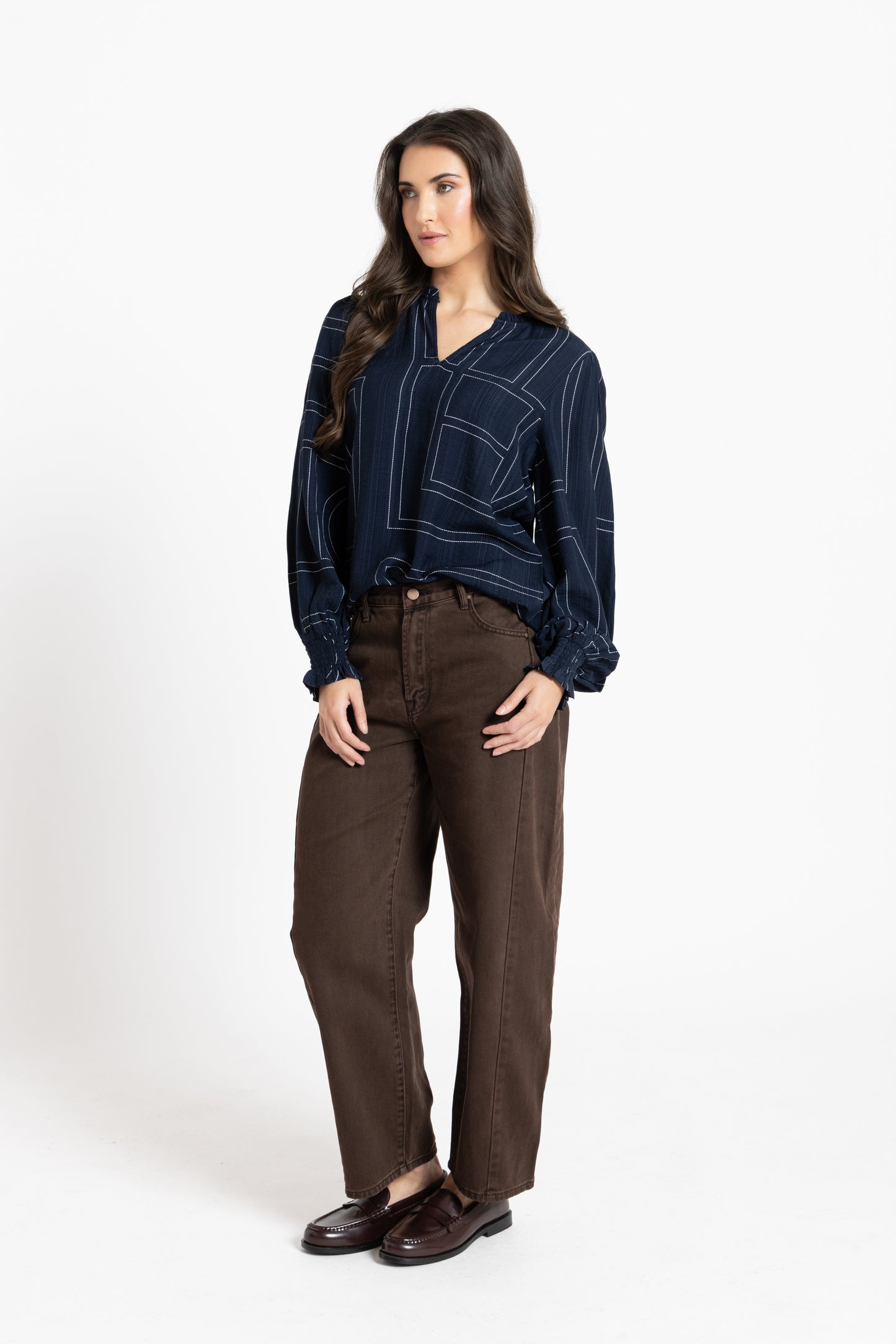 Movement Blouse in Navy Geo