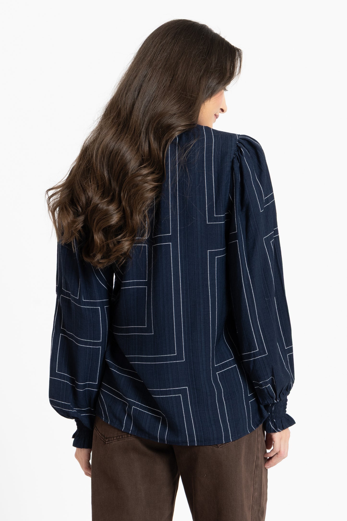 Movement Blouse in Navy Geo