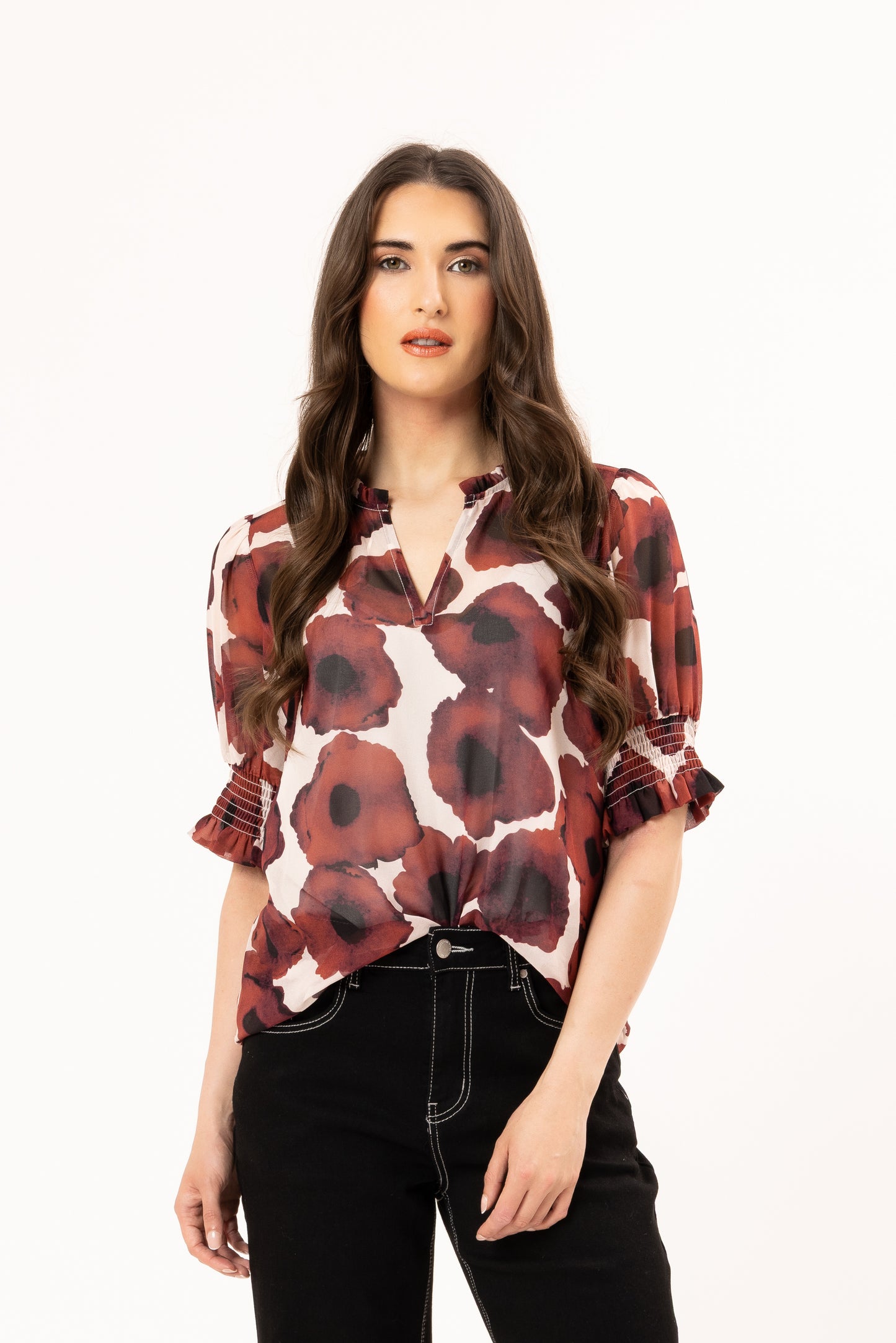 Movement Blouse in Merlot Pop