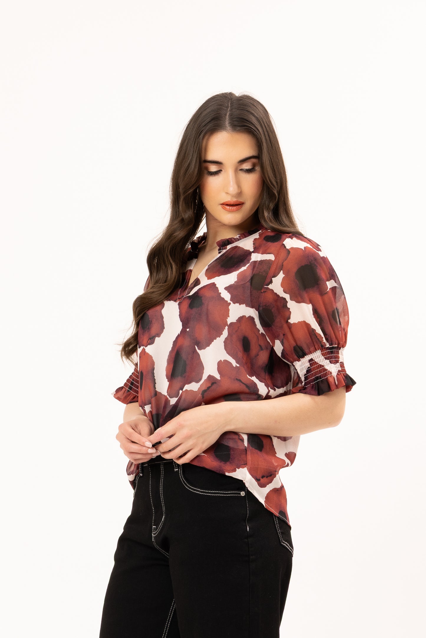 Movement Blouse in Merlot Pop