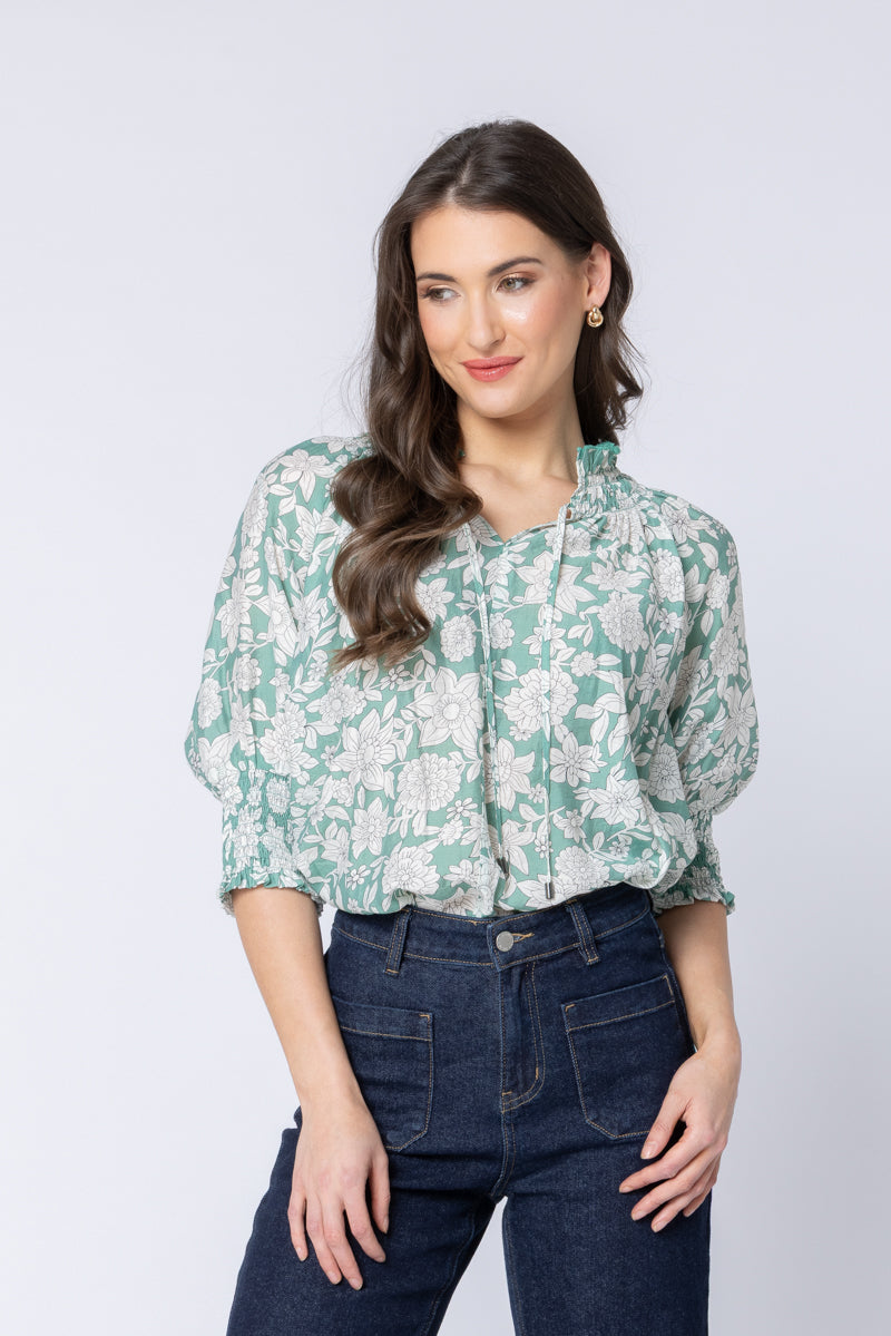 Encourage Top - Sage Bloom