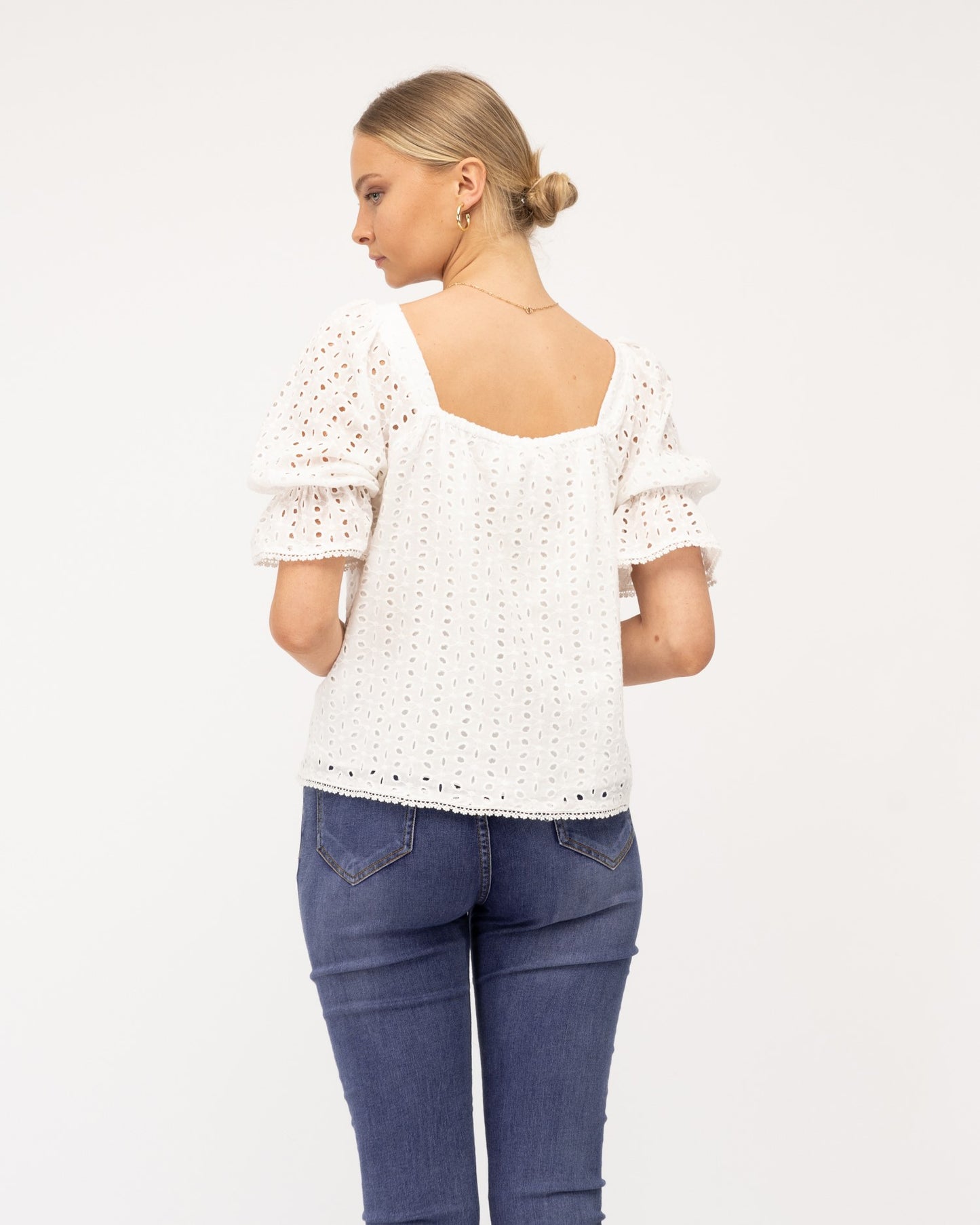 Label of Love - Broderie Anglaise Cotton  Top - LOL10354 - Cream -50% Off