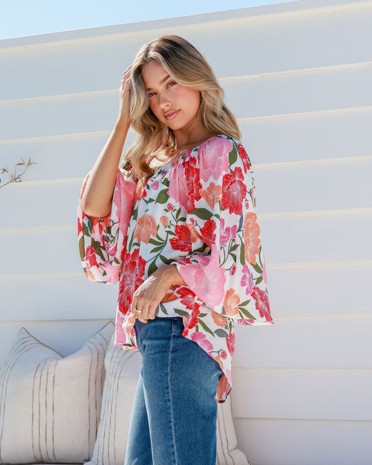 Label Of Love - Yasmin Top - LOLE10215-4 - Pink Floral - 50% Off 1 x Small left