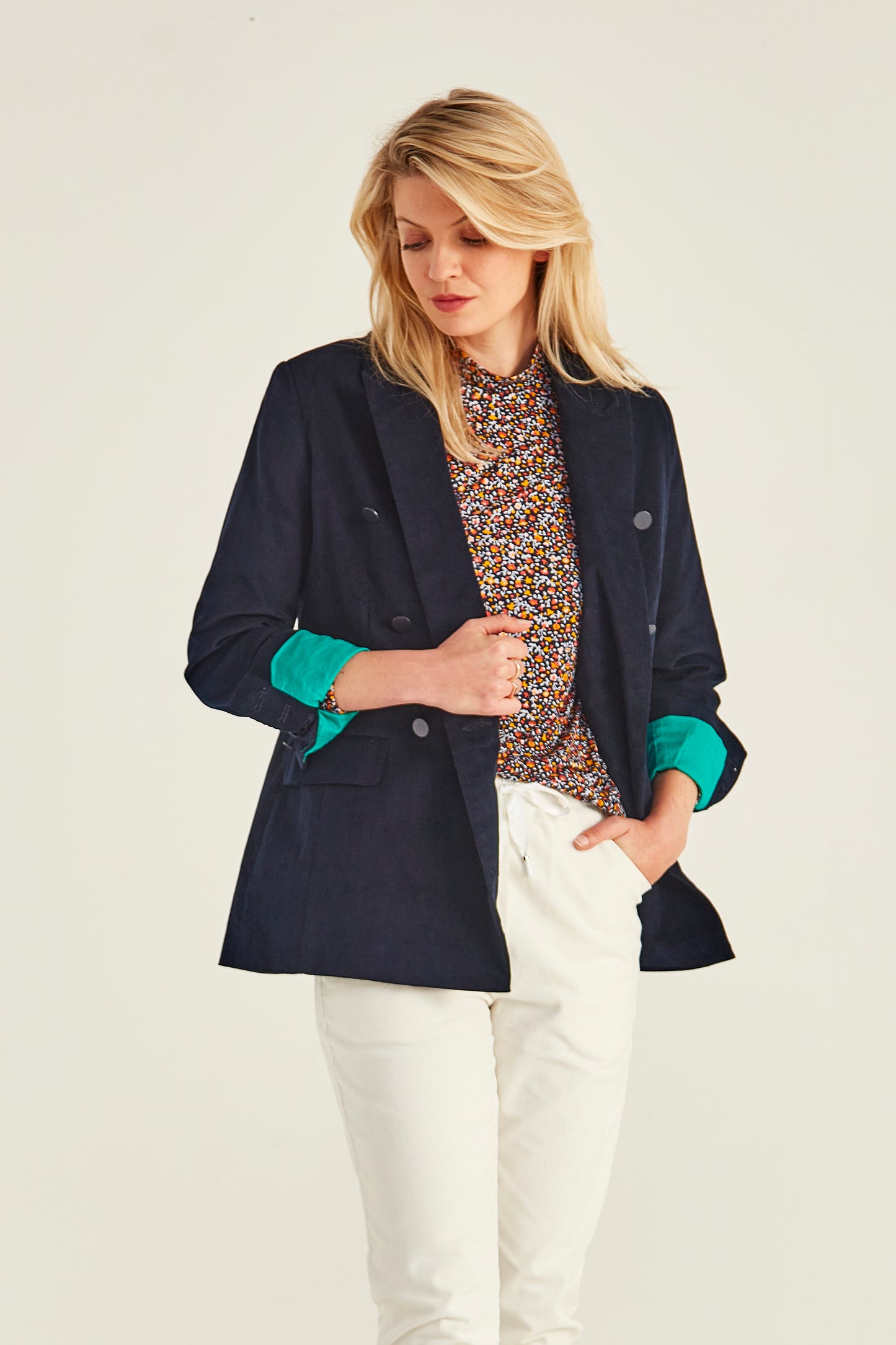 Lemon Tree - Wynona Cord Jacket - LT875 - Navy(Teal) - 50% OFF