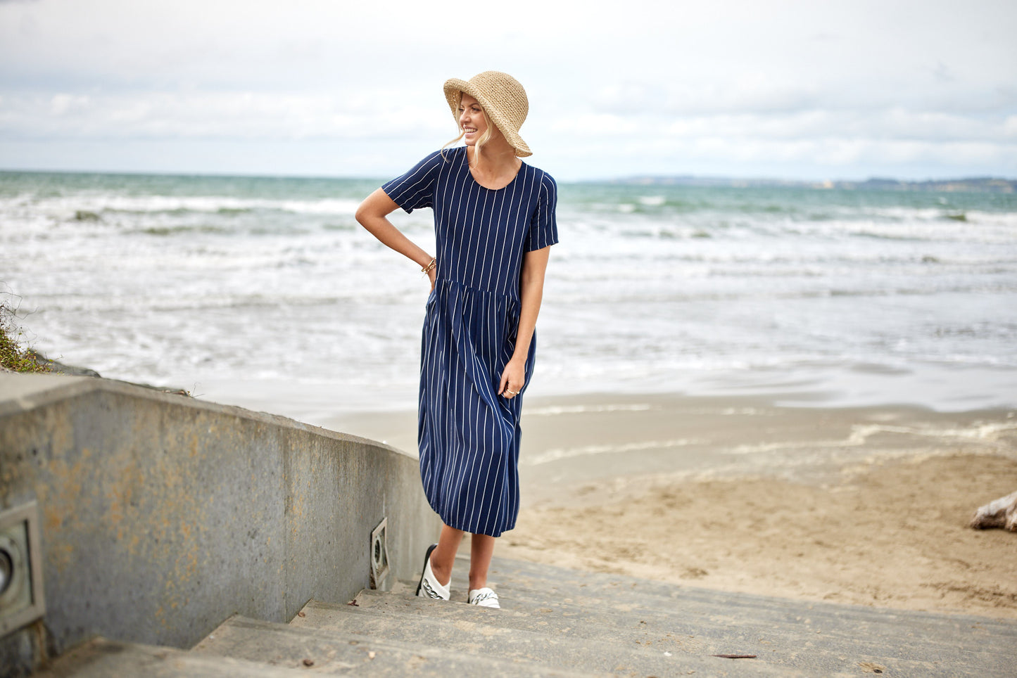 Lemon Tree - Monroe Dress - LT933 - Navy Stripe Back in Stock