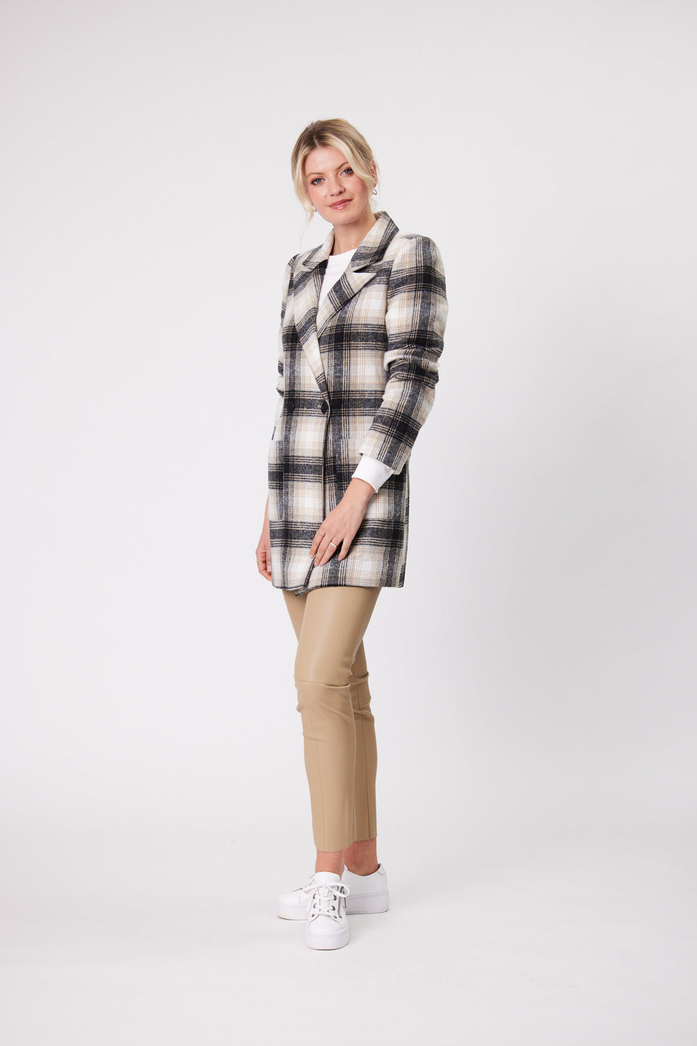 Lemon Tree - Jenny Coat LTD146 - Neutral Tartan - Due April